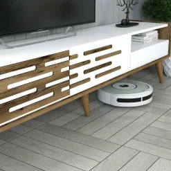 Porta TV bianco e noce 180x45x35h cm 3 ante - Upana