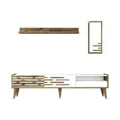 Porta TV bianco e noce 180x45x35h cm 3 ante - Upana