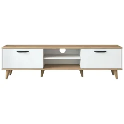Porta TV bianco e noce 180x35x48h cm modulabile - Messalina