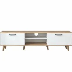 Porta TV bianco e noce 180x35x48h cm modulabile - Messalina