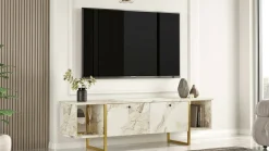 Porta TV bianco e oro 160x40x47h cm 2 ante - Adalberta