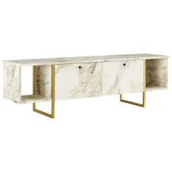 Porta TV bianco e oro 160x40x47h cm 2 ante - Adalberta