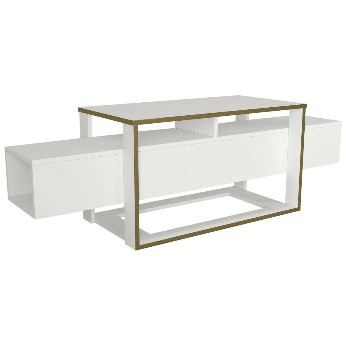 Porta TV bianco e oro 160x46x49h cm in legno - Jo