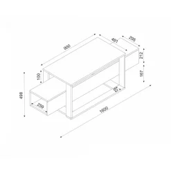Porta TV bianco e oro 160x46x49h cm in legno - Jo