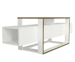 Porta TV bianco e oro 160x46x49h cm in legno - Jo