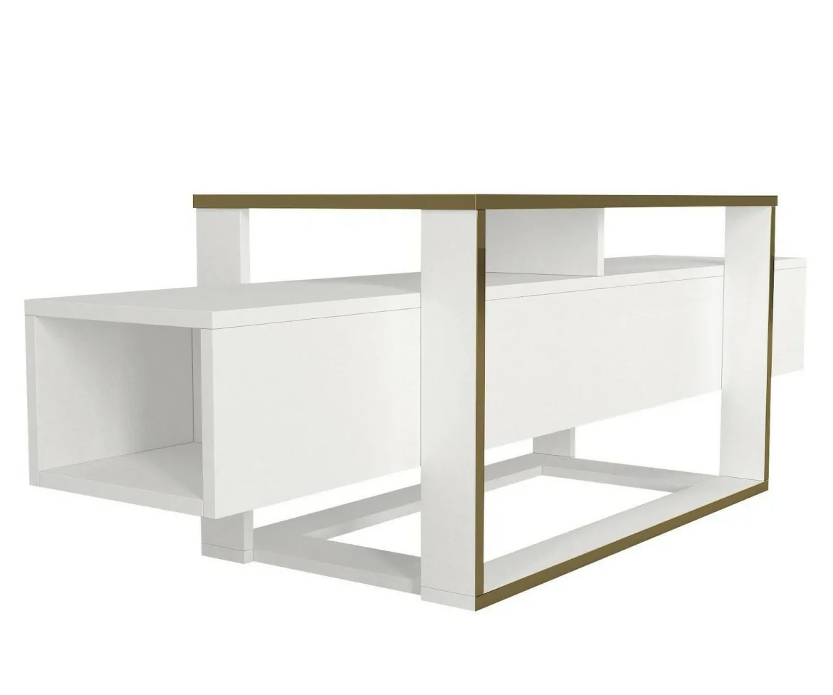 Porta TV bianco e oro 160x46x49h cm in legno - Jo
