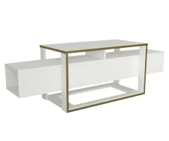 Porta TV bianco e oro 160x46x49h cm in legno - Jo