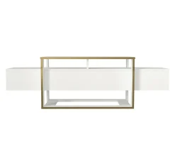 Porta TV bianco e oro 160x46x49h cm in legno - Jo