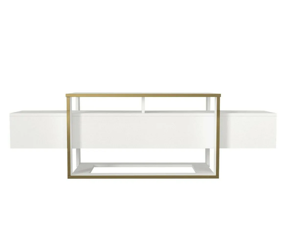 Porta TV bianco e oro 160x46x49h cm in legno - Jo