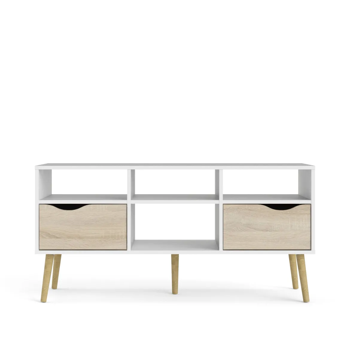 Porta TV bianco e quercia 117x39x57h cm in legno - Aliani