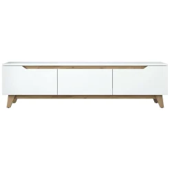 Porta TV bianco e rovere 180x35x48h cm 3 ante - Apatite