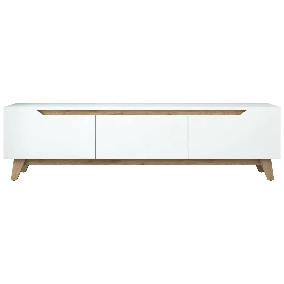Porta TV bianco e rovere 180x35x48h cm 3 ante - Apatite