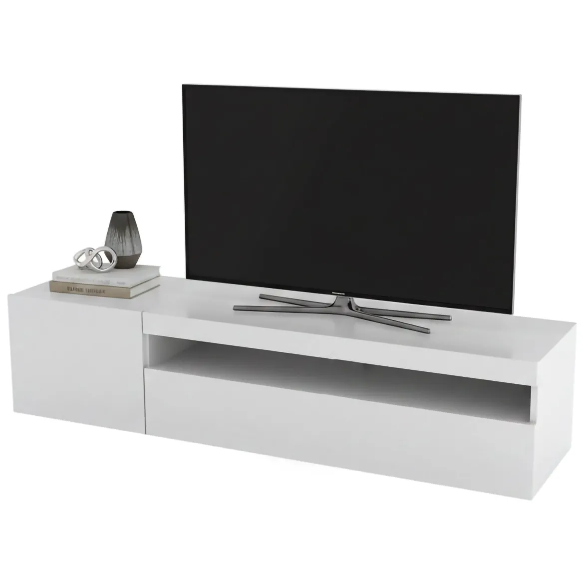 Porta TV bianco lucido 150x40x37h cm 2 ante - Ardy
