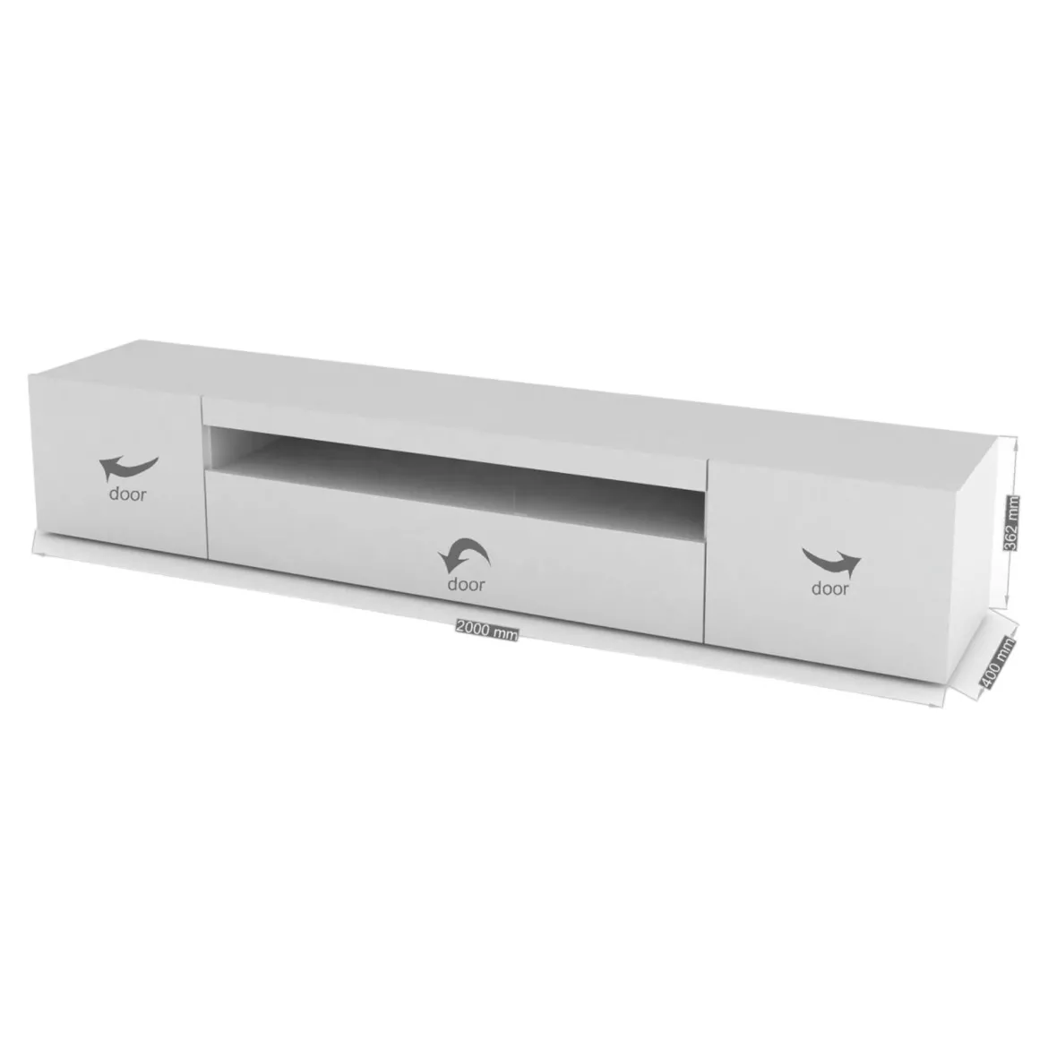 Porta TV bianco lucido 200x45x36h cm 2 ante - Akon