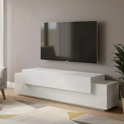Porta TV bianco lucido 200x45x52h cm 3 ante - Arold