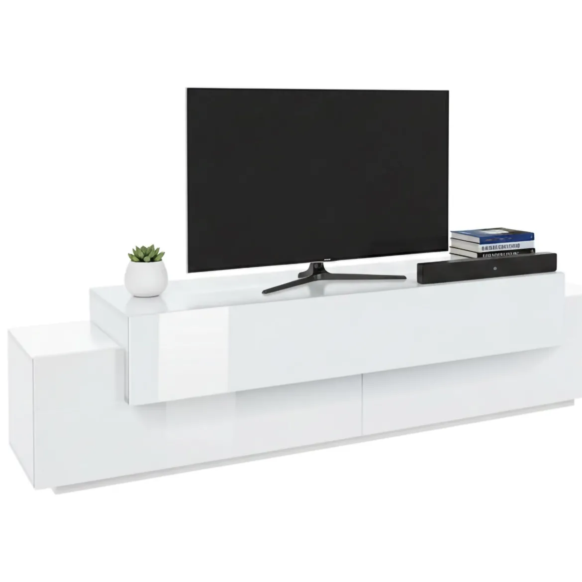 Porta TV bianco lucido 200x45x52h cm 3 ante - Arold