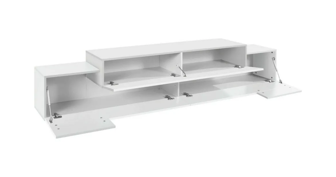 Porta TV bianco lucido 240x45x52h cm 3 ante - Tiche