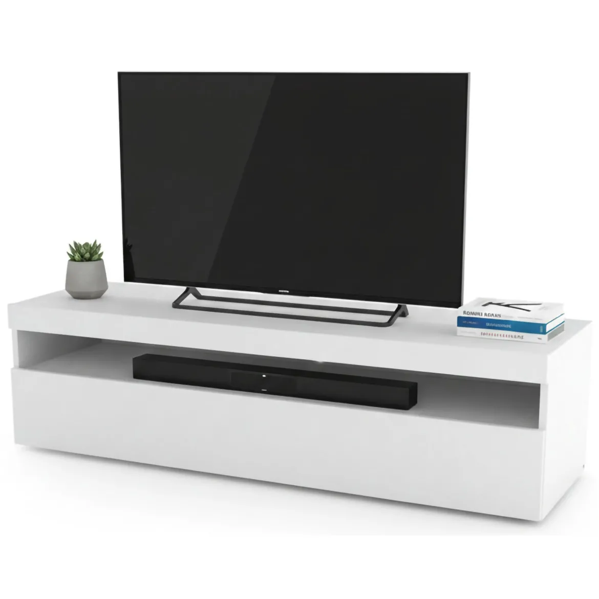 Porta TV bianco lucido 130x45x36h cm in legno - Adelicia
