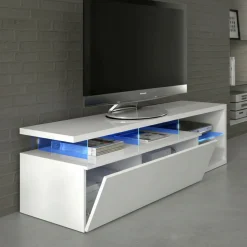 Porta TV bianco lucido 150x41x50h cm in legno - Amiuty