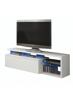 Porta TV bianco lucido 150x41x50h cm in legno - Amiuty