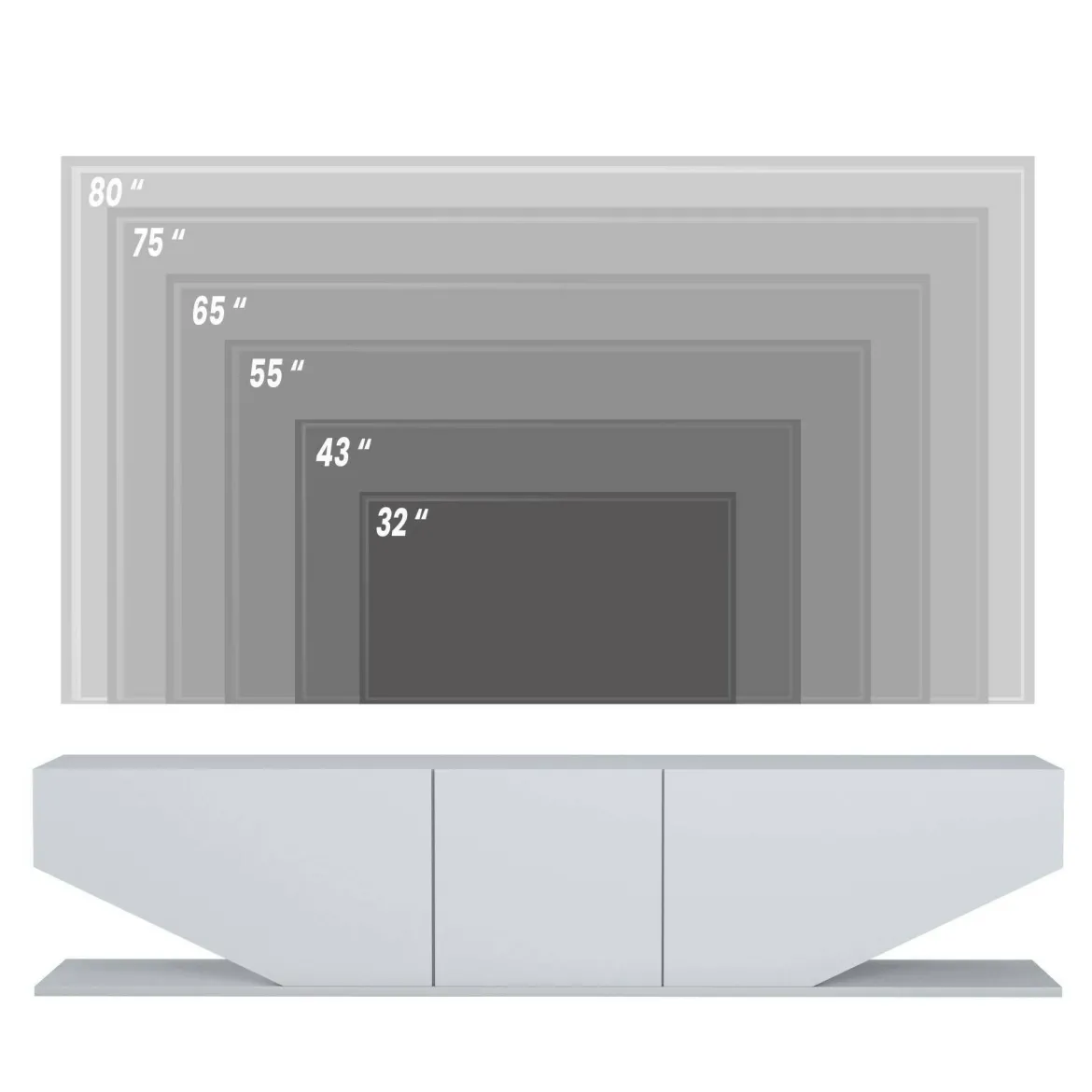 Porta TV bianco 180x30x40h cm 3 ante - Assorata
