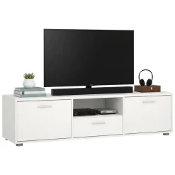 Porta TV bianco 147x39x38h cm 2 ante e 1 cassetto - Charo