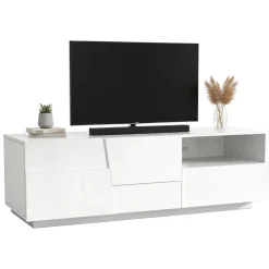 Porta TV bianco 150x44x46h cm 2 ante e 1 cassetto - Cecia