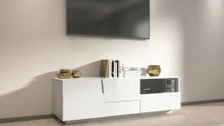 Porta TV bianco 150x44x46h cm 2 ante e 1 cassetto - Cecia
