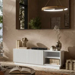 Porta TV bianco 150x40x48h cm 2 ante - Finita