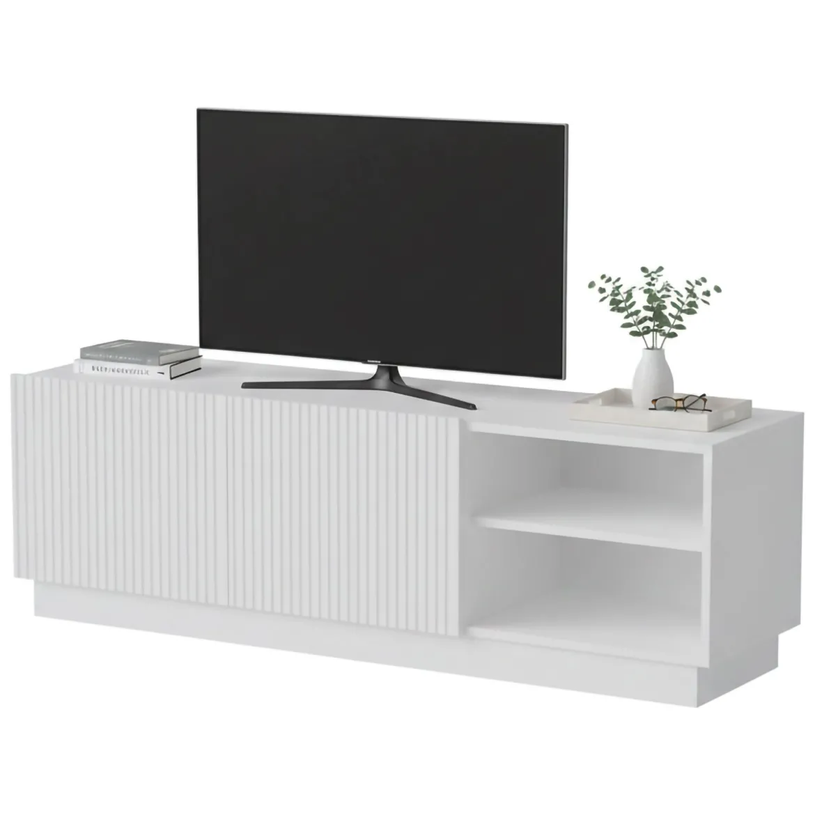 Porta TV bianco 150x40x48h cm 2 ante - Finita