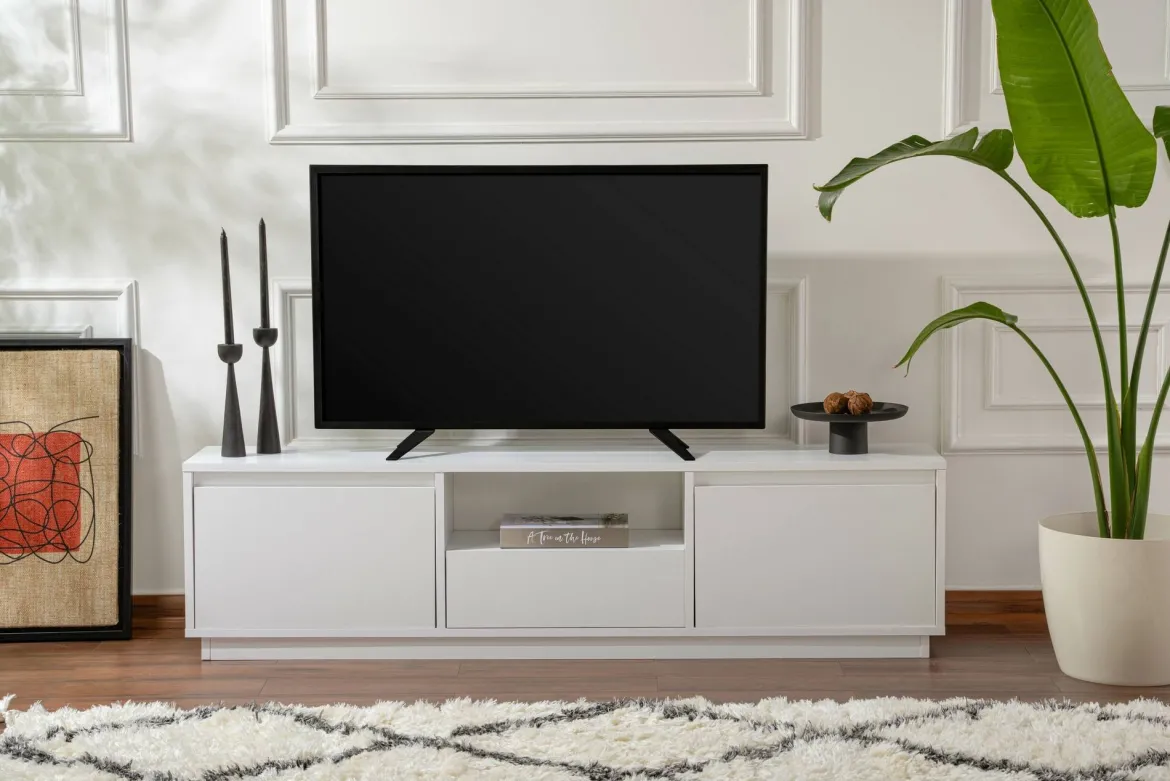 Porta TV bianco 160x29x42h cm 3 ante - Morrigan
