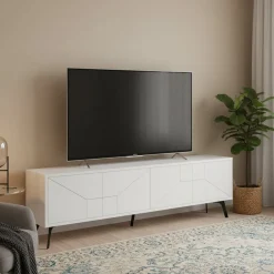 Porta TV bianco 180x29x50h cm 4 ante - OlgadiKiev