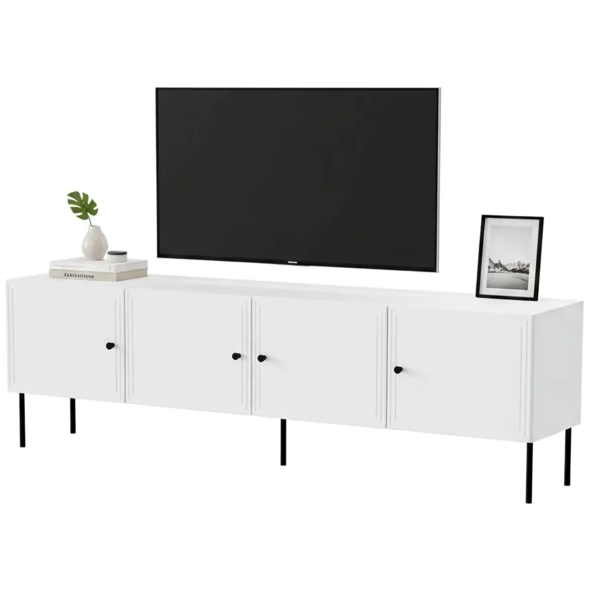 Porta TV bianco 201x40x60h cm 4 ante - Piode