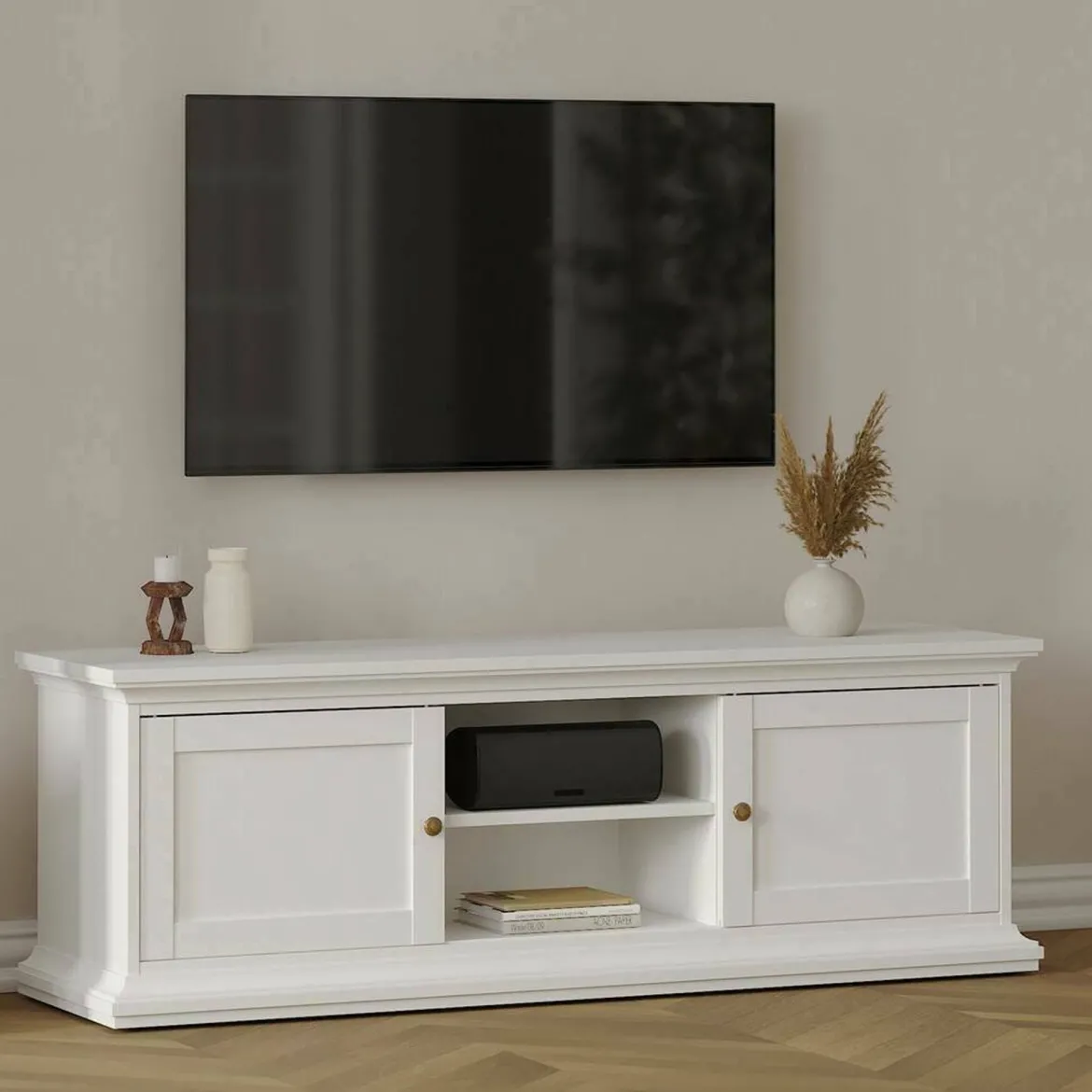 Porta TV bianco 149x41x50h cm 2 ante - Ziba