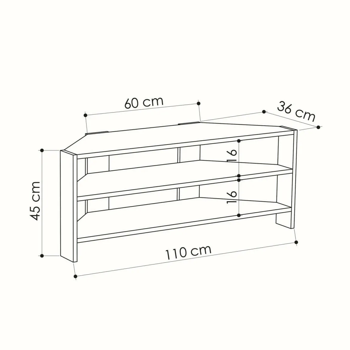Porta TV bianco 120x35x45h cm in legno - Winifred