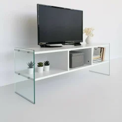 Porta TV bianco 120x35x45h cm in legno - Winifred