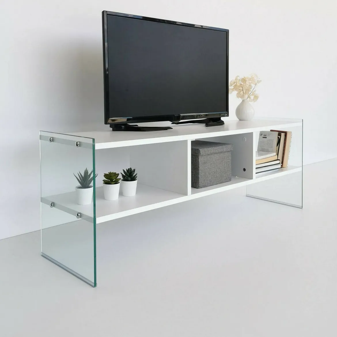 Porta TV bianco 120x35x45h cm in legno - Winifred