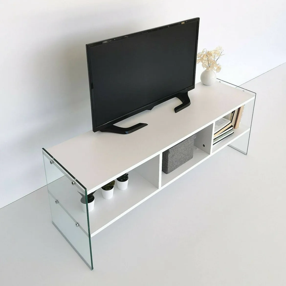 Porta TV bianco 120x35x45h cm in legno - Winifred