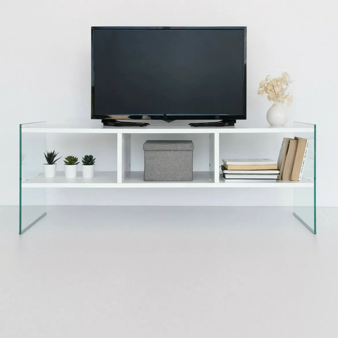 Porta TV bianco 120x35x45h cm in legno - Winifred