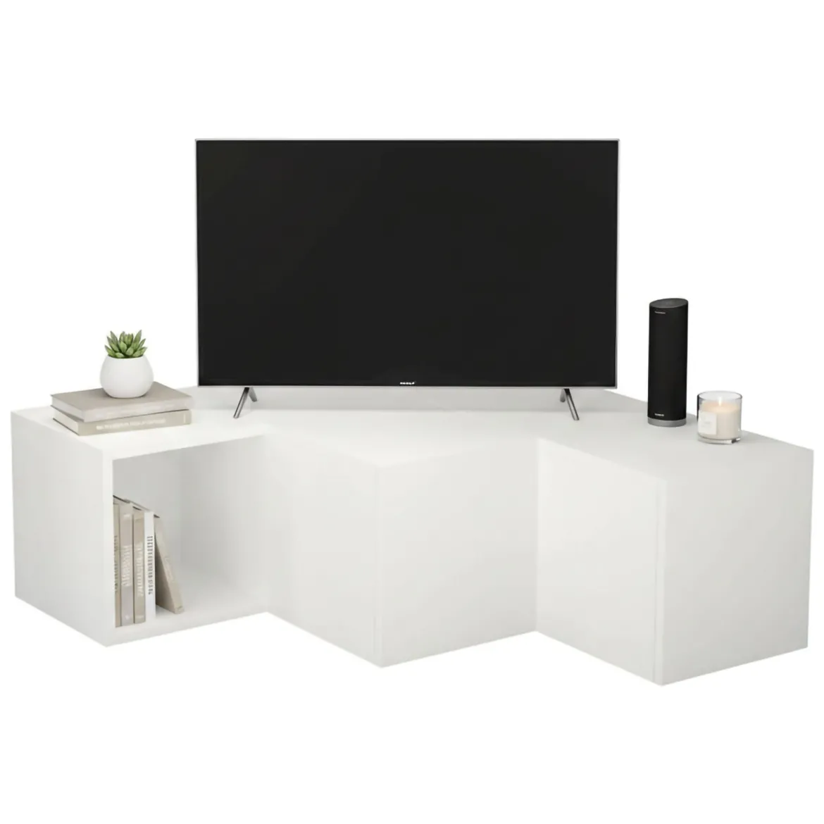 Porta TV bianco 90x92x32h cm in legno - Fiorenza