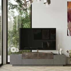 Porta TV bronzo 160x37x38h cm 2 ante - Abriola