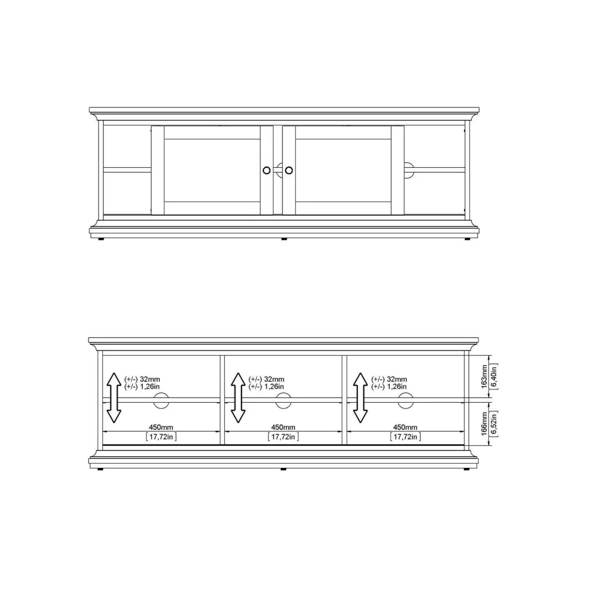 Porta TV grigio 149x41x50h cm 2 ante - Ziba