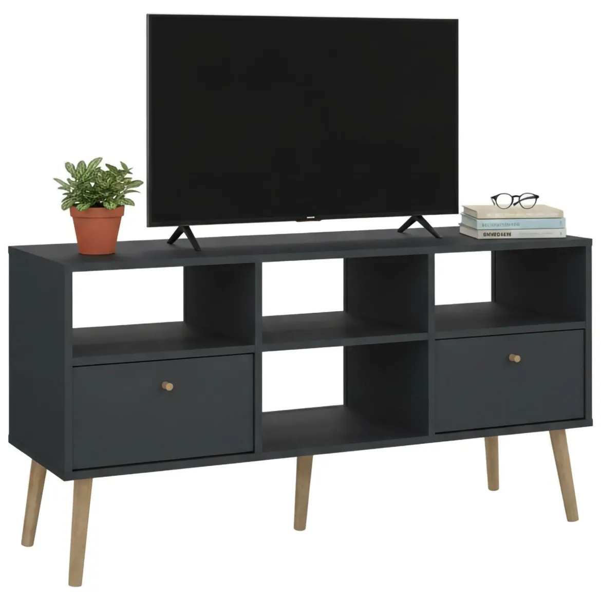 Porta TV grigio 117x39x60h cm in legno - Conte