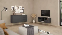 Porta TV grigio 117x39x60h cm in legno - Conte