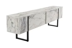 Porta TV marmo e nero 180x29x50h cm 2 ante - Lilith