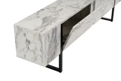 Porta TV marmo e nero 180x29x50h cm 2 ante - Lilith