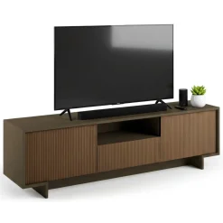 Porta TV marrone e noce 170x42x48h cm 2 ante e 1 cassetto - Atina