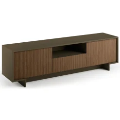 Porta TV marrone e noce 170x42x48h cm 2 ante e 1 cassetto - Atina