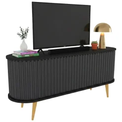 Porta TV nero e antracite 140x43x64h cm 2 ante - Bailu