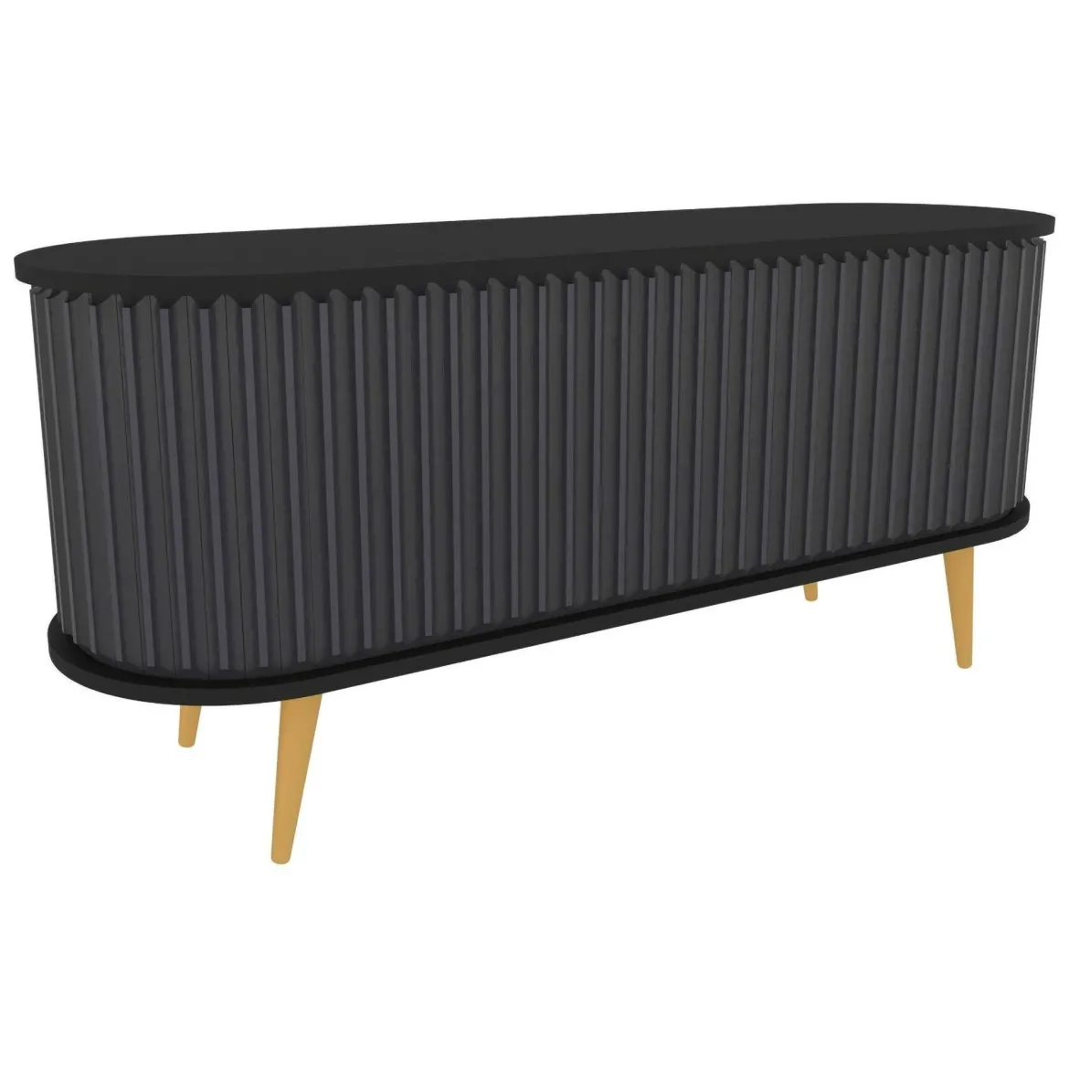 Porta TV nero e antracite 140x43x64h cm 2 ante - Bailu